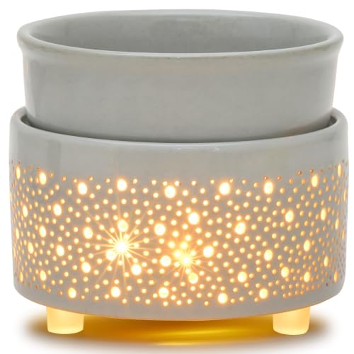Geronland Electric Ceramic 3-in-1 Wax Melt Burner Oil Burner Glow-Grey