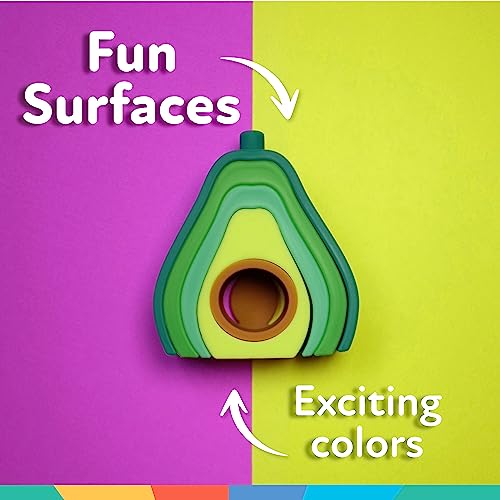 Image of Nuby Soft Silicone Stackable Avocado Interactive Toy - 5-Piece Toddler Stacking Toy for Early Development - 12+ Months