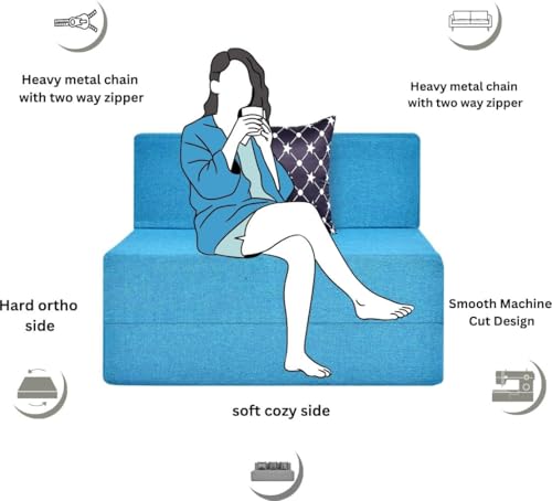 Image of Convertible Sofa Chair Bed, 3-in-1 Sleeper Chair with Foldable Design, Modern Upholstered Lounge Accent Chair, Space Saving Single Sofa Bed for Living Room, Bedroom & Small Spaces (Blue (FA088))