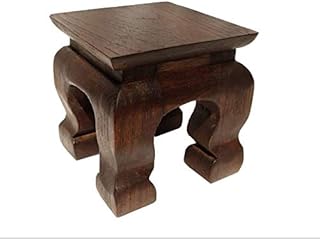 Mini Table Buddha Statue Stand Worship Pedestal Furniture Display Stand Wooden Square Shape Solid Thai Teak Wood Base Holder for Small Little Things Statues Items (W4 x D4 x H4)