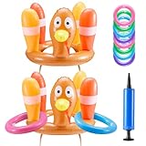 2 Sets Inflatable Ring Toss Game, Holiday Party Games for Kids Adults, Yard Game, Ring Hook Game for Family Party, Indoor Outdoor Games