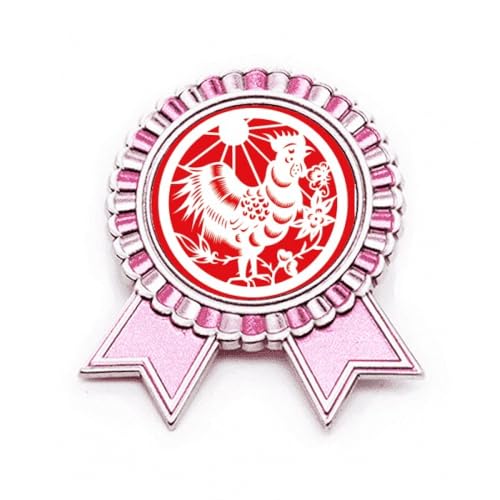 Broche coq rose zodiaque en métal pour sublimer vos vestes