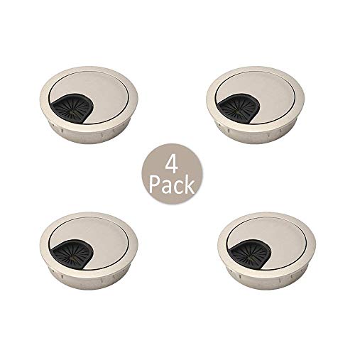 60 mm Pasacables de Mesa, 4 Piezas Tapa Pasacables de Metal, Organizador de Alambre, Pasacables de Escritorio, Cable Pasacables Redondos para Mesas de Computadora/Escritorios