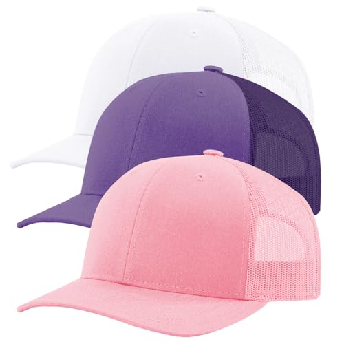 Image of TZ Promise Men Women Plain Cotton Trucker Cap with Breathable Mesh Back, Snapback Baseball Hats