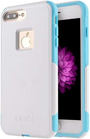 iPhone 8 Plus Case,iPhone 7 Plus Case, UOVSI [UX-8 SERIES] Anti-slip, Solid Dual Layers Radiating Silicone PC Cover for iPhone 8 plus/7 Plus (White Blue)