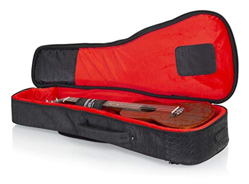 Image of Gator Cases Transit Series Lightweight Tenor Ukulele Gig Bag with Back Pack Straps and Rubberized Base, Charcoal Black Exterior (GT-UKE-TEN-BLK)