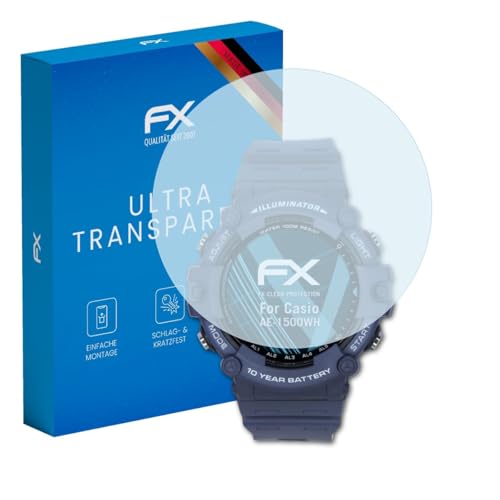 atFoliX Screen Protection Film compatible with Casio AE-1500WH Screen Protector, ultra-clear FX Protective Film (3X)