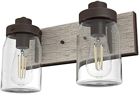 Hunter - Devon Park 2-light Onyx Bengal, Small Vanity Light, Dimmable, Rustic Style, for Bedrooms, Kitchens, Foyers, Bathrooms - 48018