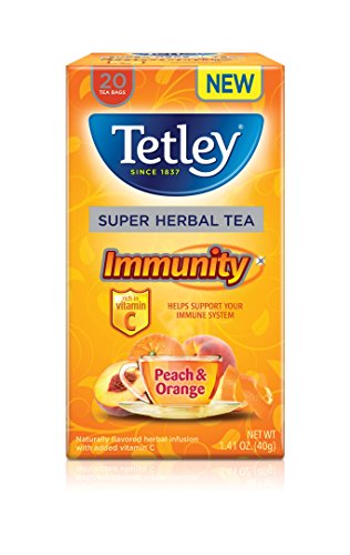 Tetley Super Herbal Tea, Immunity, Peach & Orange, 20 Count (Pack of 6)
