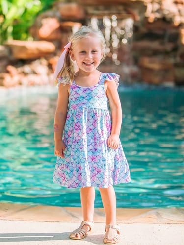 Vieille Toddler Girls Summer Dress Ruffle Sleeveless Casual Beach Sundress Tiered Swing Princess Dress for 2-8 Years3