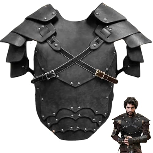 Armadura de Caballero, Armadura de Pecho Vikingo de Cuero PU,