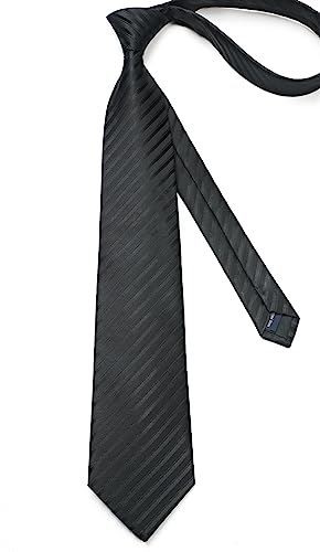 Image of Enlision Mens Ties Stripe Tie and Pocket Square Set Classic Formal Woven Neckties Handkerchief Cufflinks Wedding