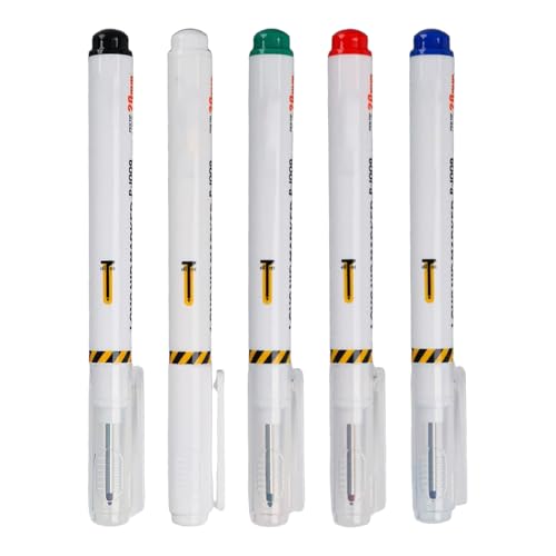 Rotulador de punta larga para agujeros profundos, alcance de 20 mm, punta fina de secado rápido, 5 rotuladores de carpintero de secado rápido, para constructores, construcción, carpintería