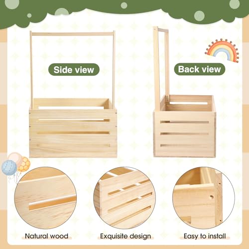 Image of Barydat Wooden Baby Shower Crate Closet Basket with Handle Baby Announcement Sign Garland Hangers Large Letter, Wooden Gift Crate, Letters for Pregnancy New Parent Party(Beige)