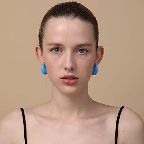 Image of Apsvo Chunky 14K Gold Plated Hoop Earrings for Women, Lightweight Waterdrop Hollow Open Hoops, Hypoallergenic Dupes Earrings