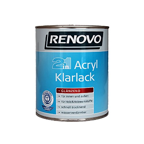 Renovo Acryl glänzender 2 in 1 Klar-Lack 750 ml für innen und außen