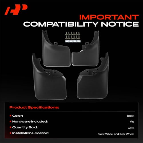 Image of A-Premium Mud Flaps Compatible with Toyota Land Cruiser 1990-1997 Sport Utility, No Drilling Required Mud Guards with Hardware Accessories, Set of 4 Front and Rear