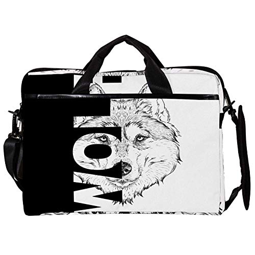 Sac à bandoulière pour ordinateur portable 14-15.4 pouces avec un design loup sauvage