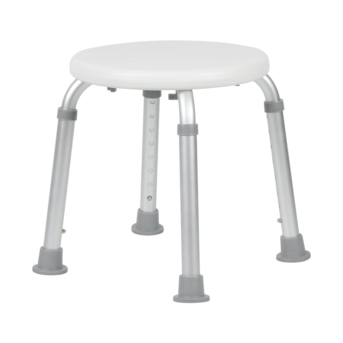 Sgabello Doccia Anziani; Altezza Regolabile, Piedini Antiscivolo, Sgabello da Bagno per Anziani e Disabili, Facile da Montare - Peso Massimo 120 kg - Diametro Seduta 32cm
