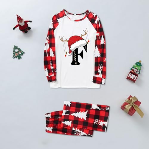 2026 Christmas Family Pajamas Matching Sets Alphabet Xmas Pjs for Couples Cute Long Sleeve Jammies Holiday Sleepwear4