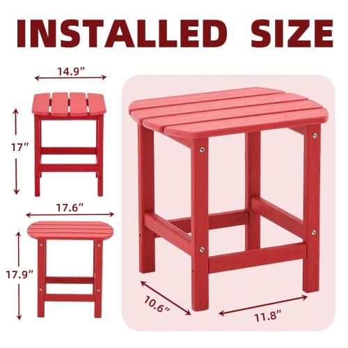 Kisun Outdoor Side Table For Garden, Porch, Beach With Adirondack Use Indoors And Outdoor(Red) #TOP2