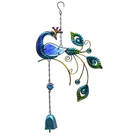 LWAN3 Peacock Wind Chime with Glass Tubes Cover
