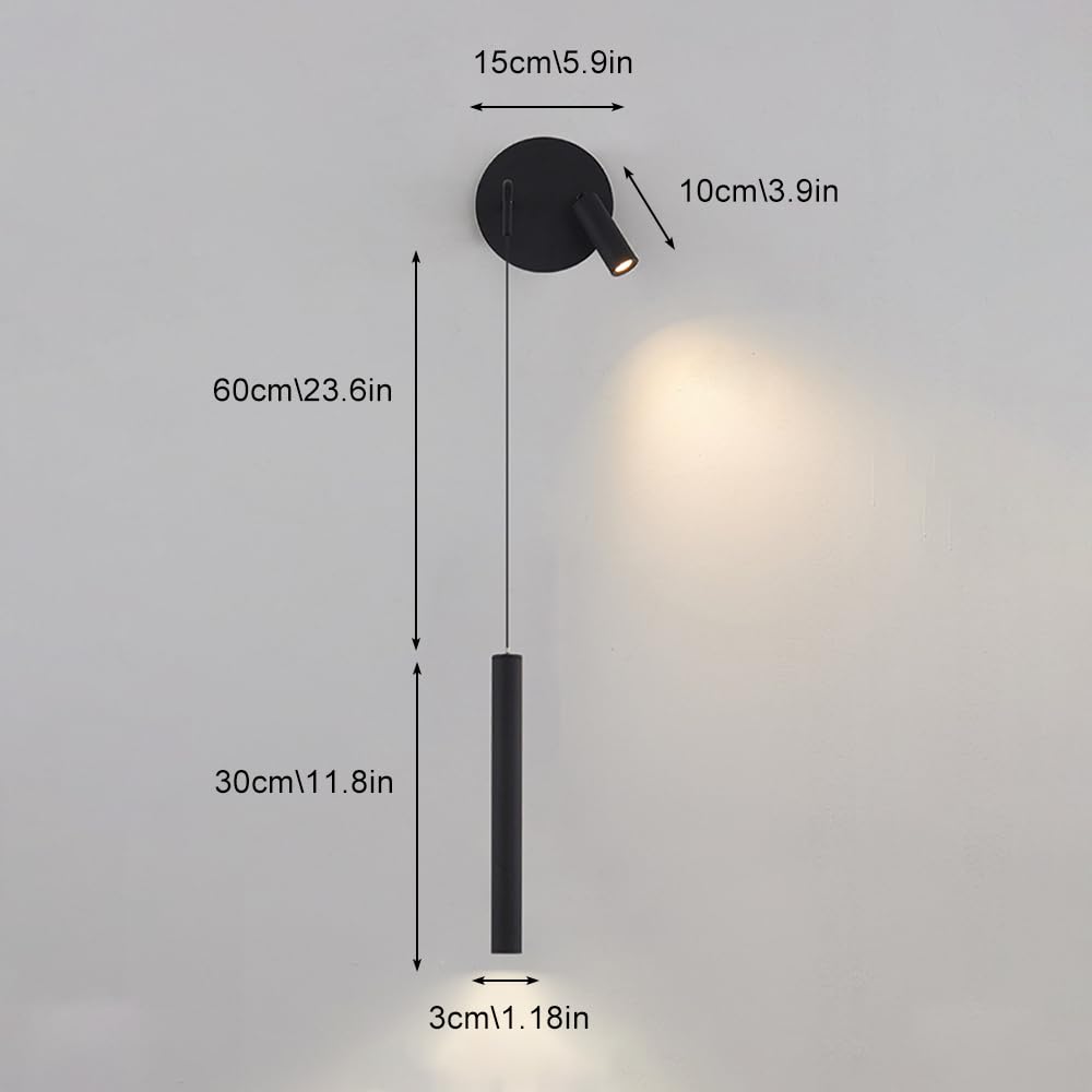 Czarna metalowa lampa sufitowa do zabudowy, długa rurowa lampa ścienna z obrotowym oświetleniem, dekoracyjne lampy żebrowe, lampki nocne do czytania