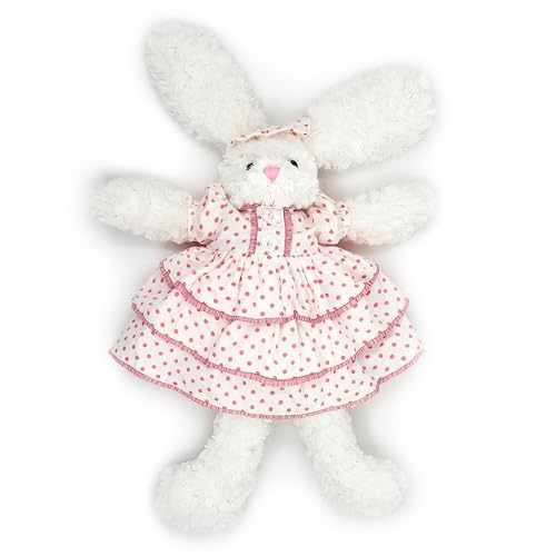oits cute Floppy Bunny Stuffed Animals in Dress for Baby Girls Plush Toys 18 Inch (Pink Polka-dot Dress) - image 1