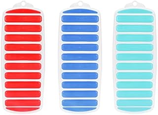 Kurtzy Silicone Ice Cube Trays (3 Pack) - 11.5 x 29.6cm / 4.53 x 11.65 inches - Easy Release Reusable Ice Stick Tray Ideal for Water Bottles - Flexible BPA Free Ice Mould Set for Sport Drinks