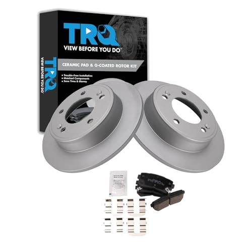 Image of TRQ Rear Brake Pad and Rotor Set Ceramic Coated Rotors Compatible with 2018-2020 Hyundai Kona