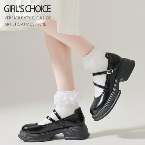 Lace Ruffle Frilly Socks for Women, Lace Ankle Socks with Double Layer Lace2