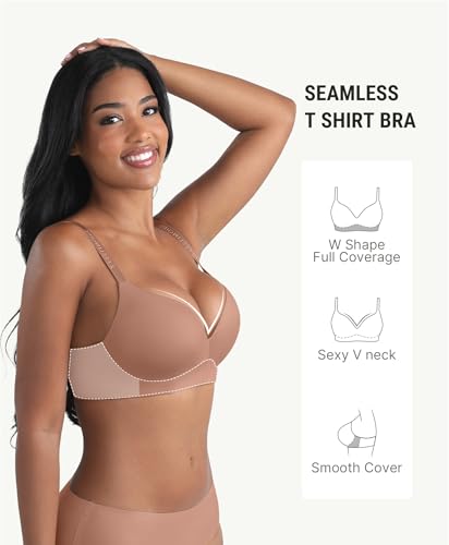 Image of FeelinGirl Wireless Push Up Bra Full Support Lift Balconette Seamless | No Underwire Tshirt Bra, Full Coverage, Back Smoothing, No Show Comfy Bra for Deep V Clothes