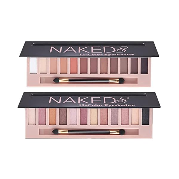 BestLand 2 Pack 12 Colors Makeup Nude Colors Eyeshadow Palette Natural Nude Matte Shimmer Glitter Pigment Eye Shadow Pallete Set Waterproof Smokey Professional Beauty Makeup Kit (2 PCS)