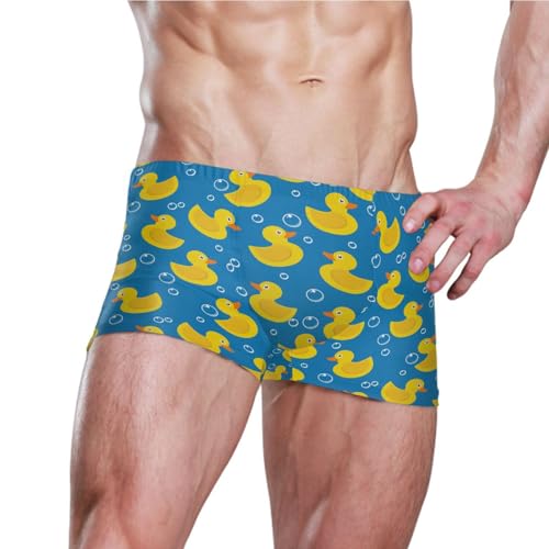 Men's Square Leg Swim Briefs Swimsuit Athletic Swimwear Bathing Suit Yellow Rubber Duck Swimming Trunks3