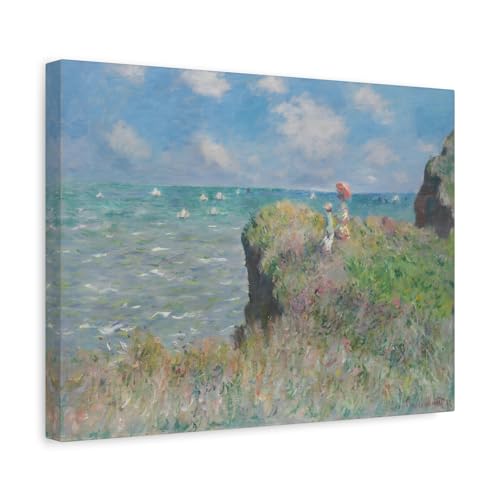 Toile Monet The Cliff Walk at Pourville décor de falaise normande pour chambre ou bureau