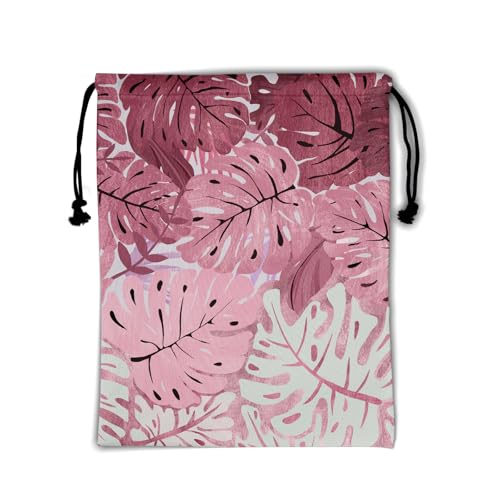 Image of Palm Leaves Gymnastics Grip Bags Pink Lightweight Athlete String Bag for Women Outdoor Grips