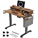 Produktbild YITAHOME Elektrisch Höhenverstellbarer Schreibtisch, 100x60x(72-120) cm, mit Ablagefach, Computerständer, Memory-Handsteuerung, 2 USB-Anschlüssen, Sitz-Stehpult 360°Rollen Schreibtisch, Vintage-Braun