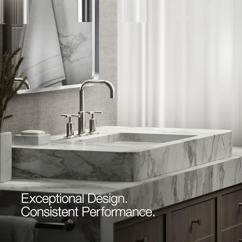 KOHLER K-14406-3-SN Purist® Widespread Bathroom Sink Faucet, Bathroom Faucets, 3-Hole with Low Cross Handles, 1.2 GPM, Vibrant Polished Nickel - image 5
