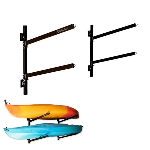 Image of StoreYourBoard G-Kayak Wall Rack - Heavy-Duty Indoor Kayak Rack for 2 Boats, Adjustable Storage Wall Mount Hanger, Space-Saving Indoor Storage for Kayak Wall Mount - Holds 200 lbs - Silver