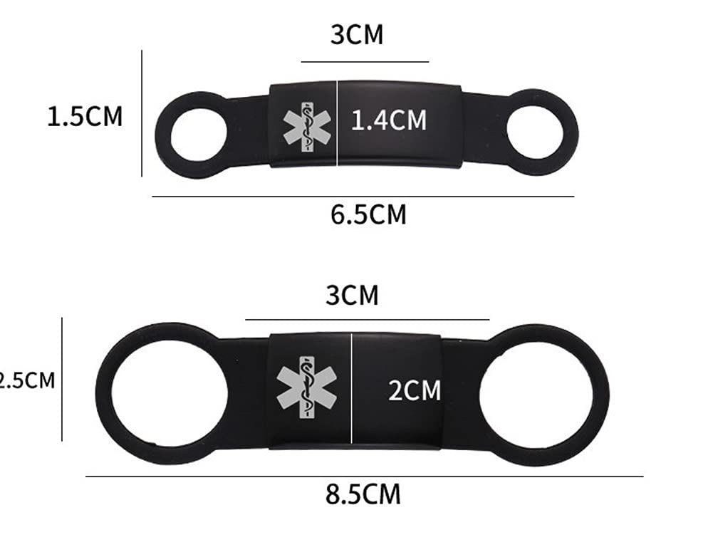 ZKXXJ Personalized Sport ID Medical Alert Bracelet for Men Women,Free Engraving Stainless Steel Sport Silicone Medical Alert ID Tag for Watch Various Silicone Band with Open Clasp