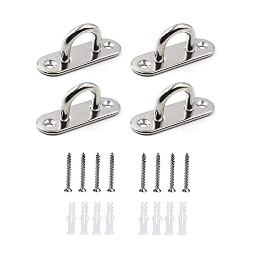 HOMPER 4 st M6 304 rostfritt stål avlång dyna ögonplatta, marin hårdvara häftklammer krok ögla med 12 skruvar och plastpluggar