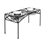 Regal-Double-Bowl-Elevated-Diner-12-Tall-Raised-Dog-Feeder-Black-Big-Large-XL-Dog-Breeds-Pet-Feeding-Station-FoodWater-Bowls-MetalSteel-NMN-Designs