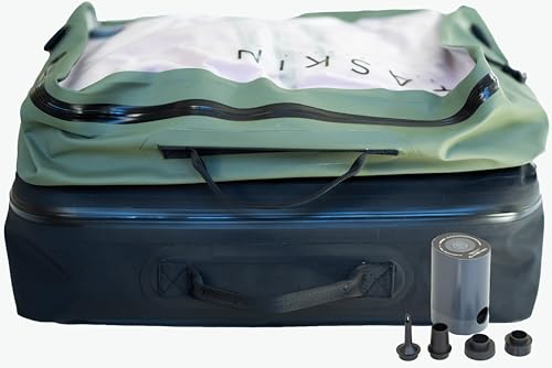 Taskin AirMAX | Heavy-duty Vacuum Compression Packing Cubes | 2X Set (1X Black + 1X Olive Green) + Mini Pump