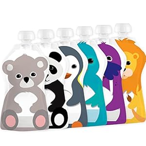 SQUOOSHI Reusable Baby Food Pouches – 3.4 oz-6 Small Pouches – Baby Food Storage – Pouches Toddler – Refillable Squeeze…