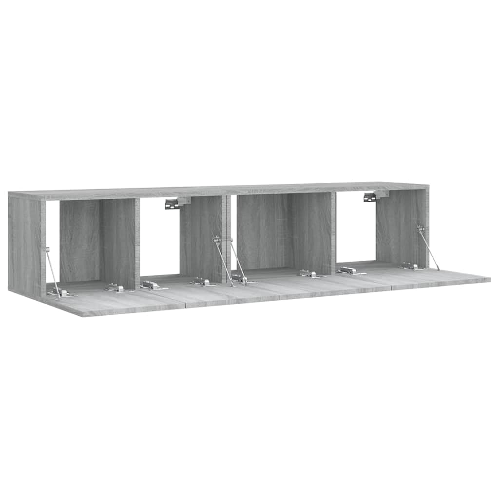 2-TLG. TV-Schrank-Set Wandmontage Grau Sonoma Holzwerkstoff