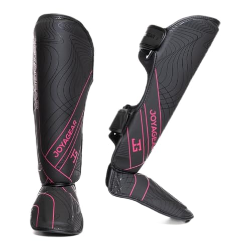 JOYA Schienbeinschoner Kickboxen - Pink Größe L - Hergestellt aus hochwertigem Kunstleder - Kampfsport Sparring Schienbeinschutz - Schienbeinschützer - Muay Thai - Joya Fight Gear