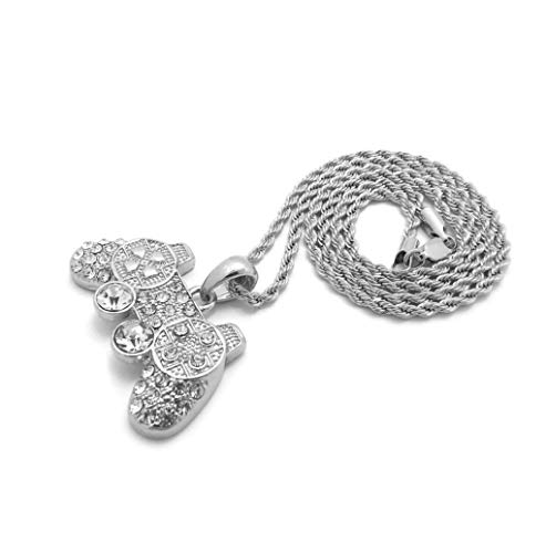 New Game Controller Pendant 18",20",24" Box, Rope, Cuban Chain Hip Hop Necklace XMP17 (18, Silver Rope Chain)2