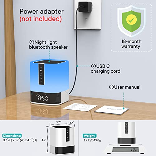 Night Light Bluetooth Speaker, Upgraded Touch Bedside Lamp With 48 Color Changing, Sleeping Sound Machine, Bluetooth Alarm Clock For Kids Bedroom, Birthday Gifts For 10-16 Year Old Teenage Girls Boys #TOP6