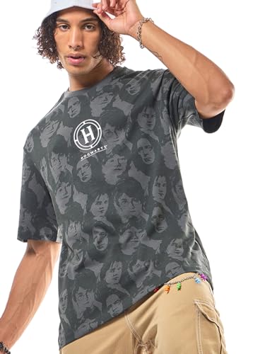 Image of Bewakoof Official Harry Potter Merchandise Men's 100% Cotton 220 GSM Graphic Print Oversized Fit Round Neck T-Shirt