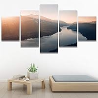 SIGNWIN 5 Panel Canvas Wall Art Reflected Sunset for Home Decorations Ready to Hang - 60